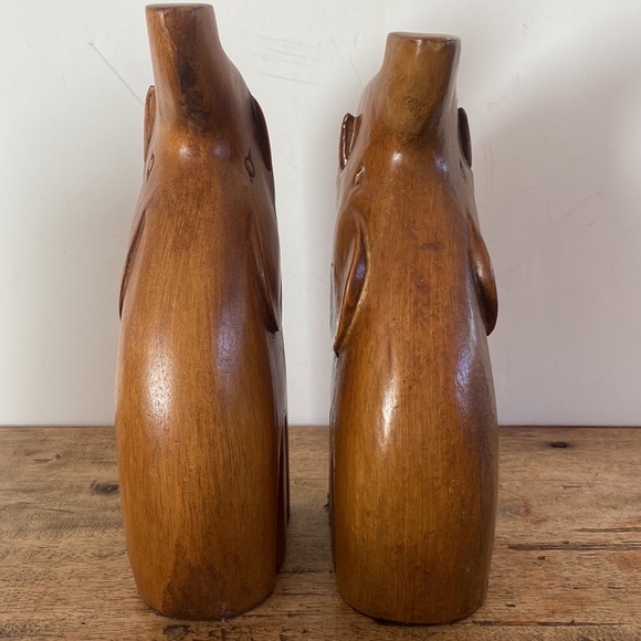 Vintage Carved Wood Elephant Bookends - Picture 9 of 12